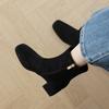 Autumn and Winter Side Zipper Medium Heel Large Size Women's Boots Solid Color Square Heel Round Head Suede Fashion Boots New Medium Boots Women