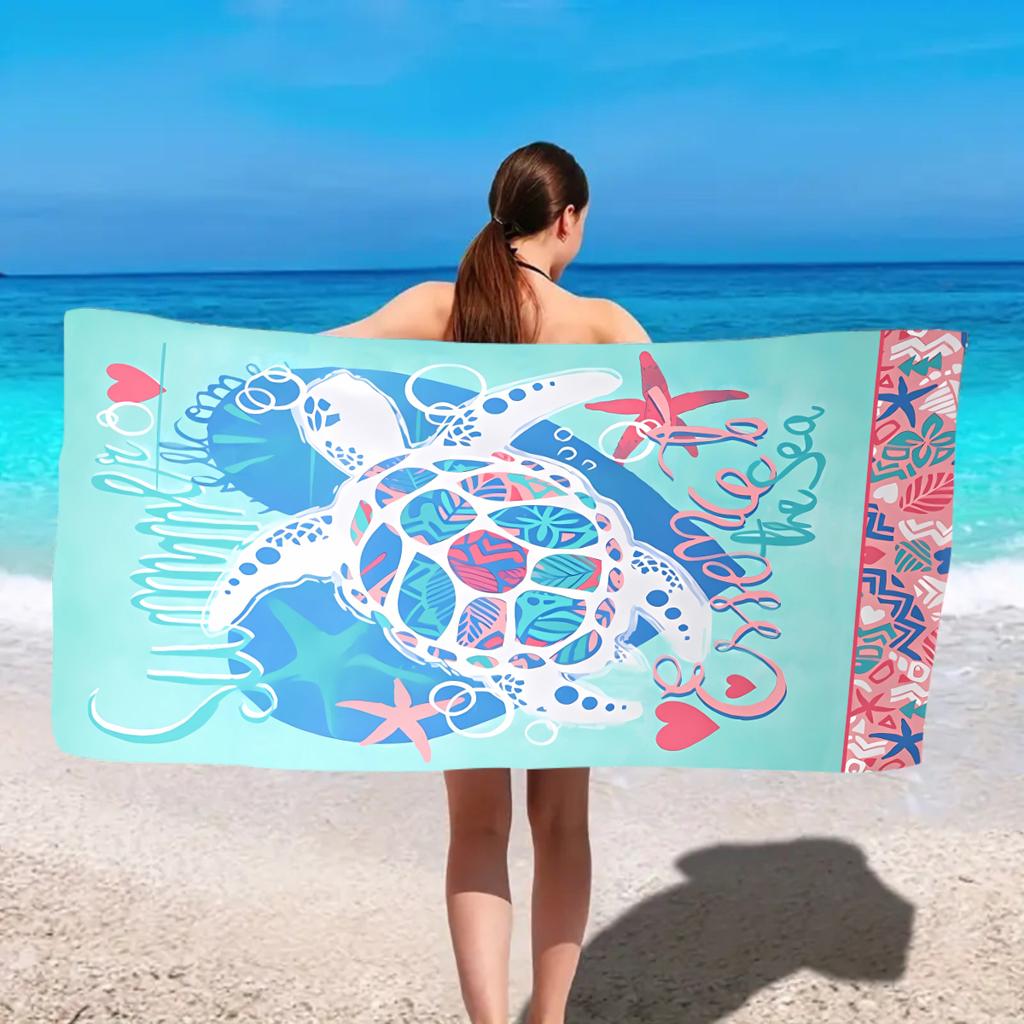 1pc Cartoon animal printed beach towel, ultra-fine fiber quick drying absorbent soft swimming towel, swimming sports towel