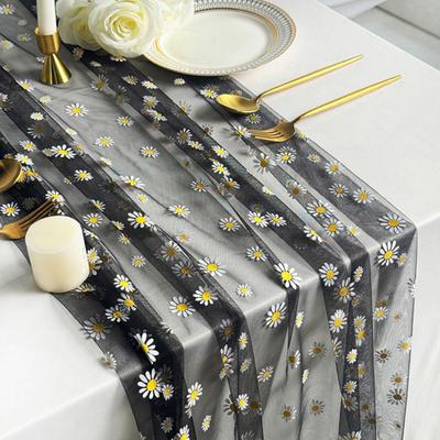 Tulle Daisy Table Runner Spring Floral Table Runner Rustic Flower Table Runner for Wedding Baby Shower Birthday Party Farmhouse Decor