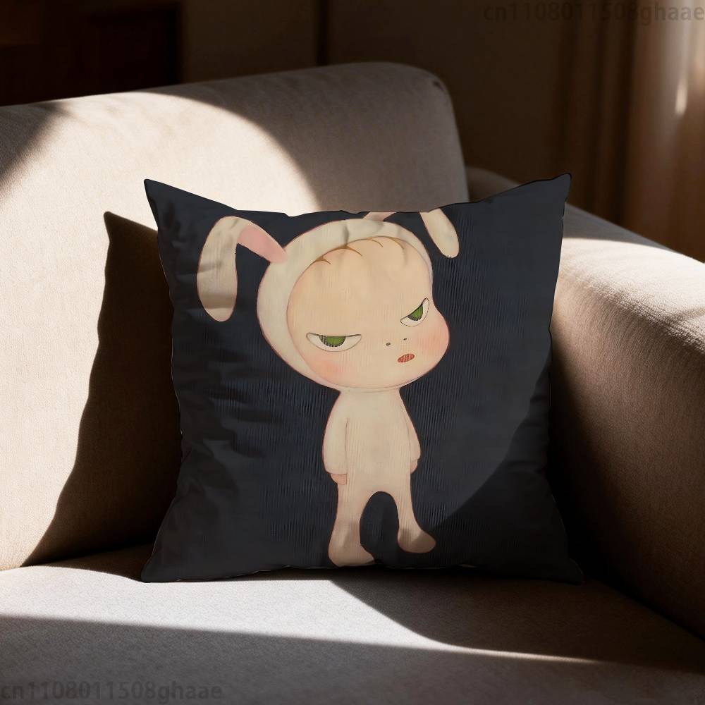 Creative Yoshitomo Nara  Pillow Case Sofa Living Room Bedroom Headboard Backrest Cushion Square Cushion Nap Time