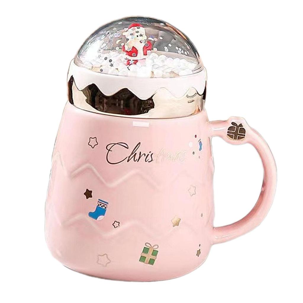 Christmas Ceramic Mug Novelty Mug with Lid Decorative Drinkware Christmas Coffee Mug Xmas Mug for Kids Adults Boys Girls