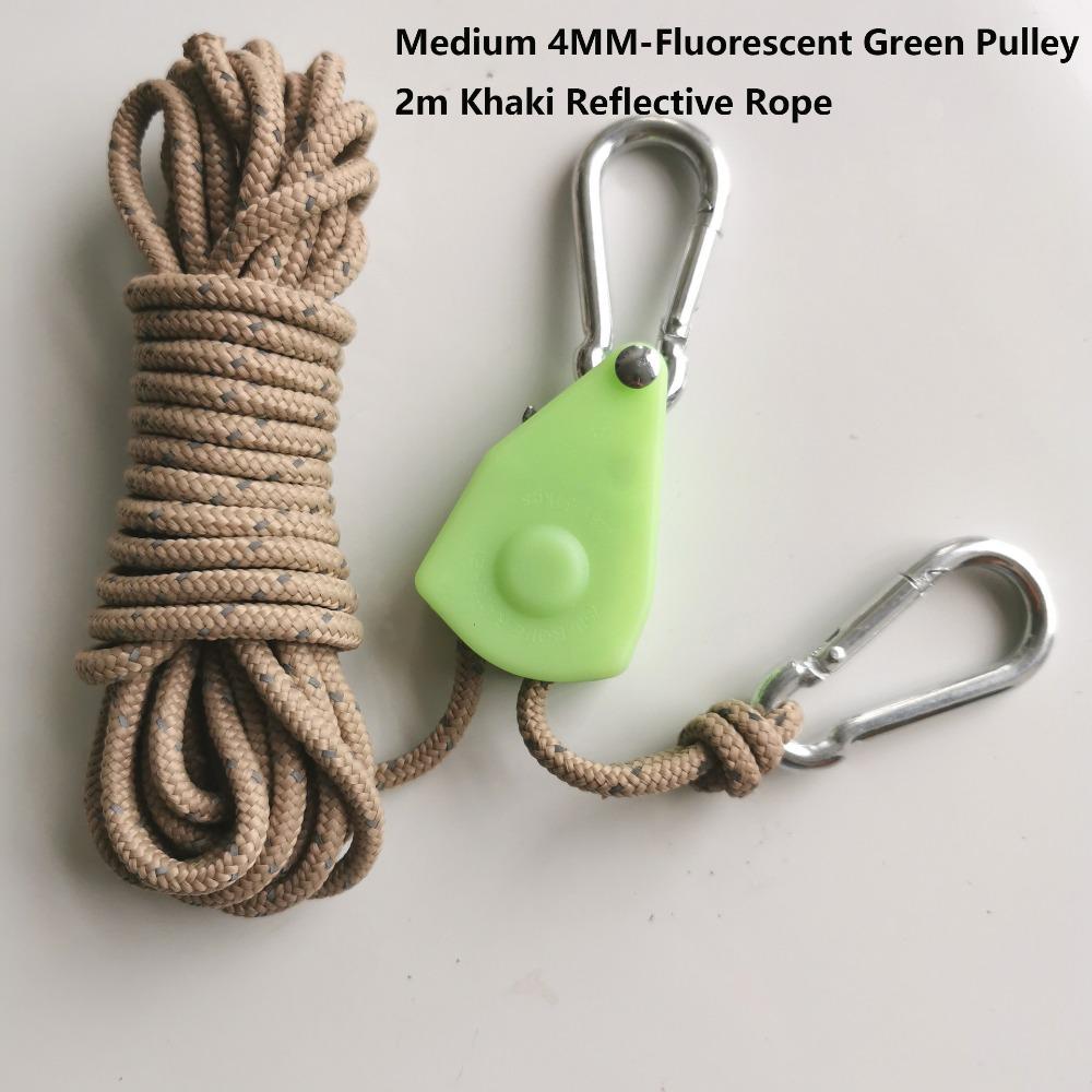 4mm*2m Camping Tent Tie Down Multicolors Reflective Awning Wind Rope Hook Outdoor Tool
