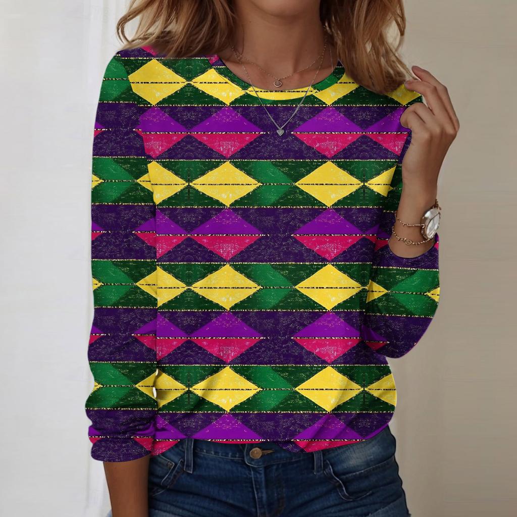 Langarmshirts für Damen, niedlicher Aufdruck, Grafik-T-Shirts, Blusen, lässig, Übergröße, Basic-Tops, Pullover