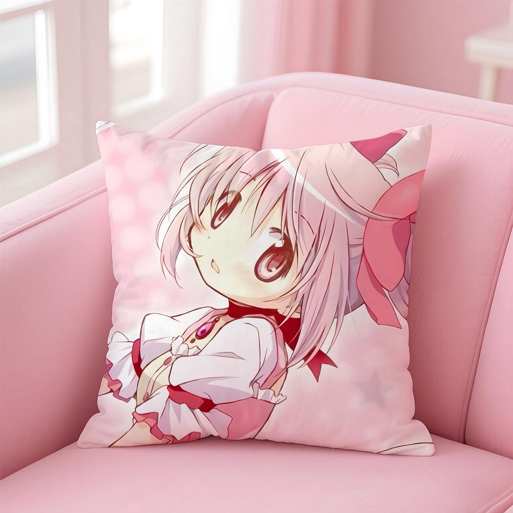 Anime Puella Magi Madoka Magica Cushion Cover Comfortable Reversible Pillow Cover Ideal for Car Sofa Bedroom & Beyond