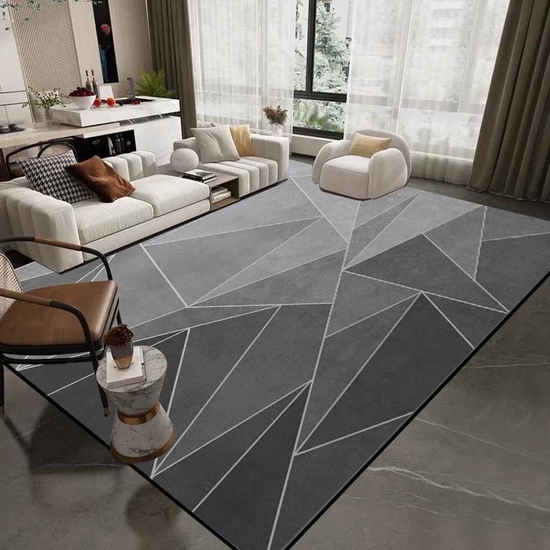 Grey Luxury Modern Carpet for Living Room Decoration Washable Rugs Bedroom Bedside Rug Anti Slip Cloakroom Floor Mat Large Size