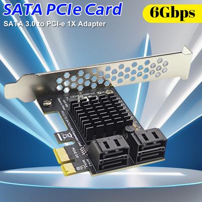 SATA PCIe Card 4 Port SATA III PCIe Card 6Gbps SATA 3.0 To PCI Express 1X Adapter with Bracket SATA To PCIe 1X Adapter Converter