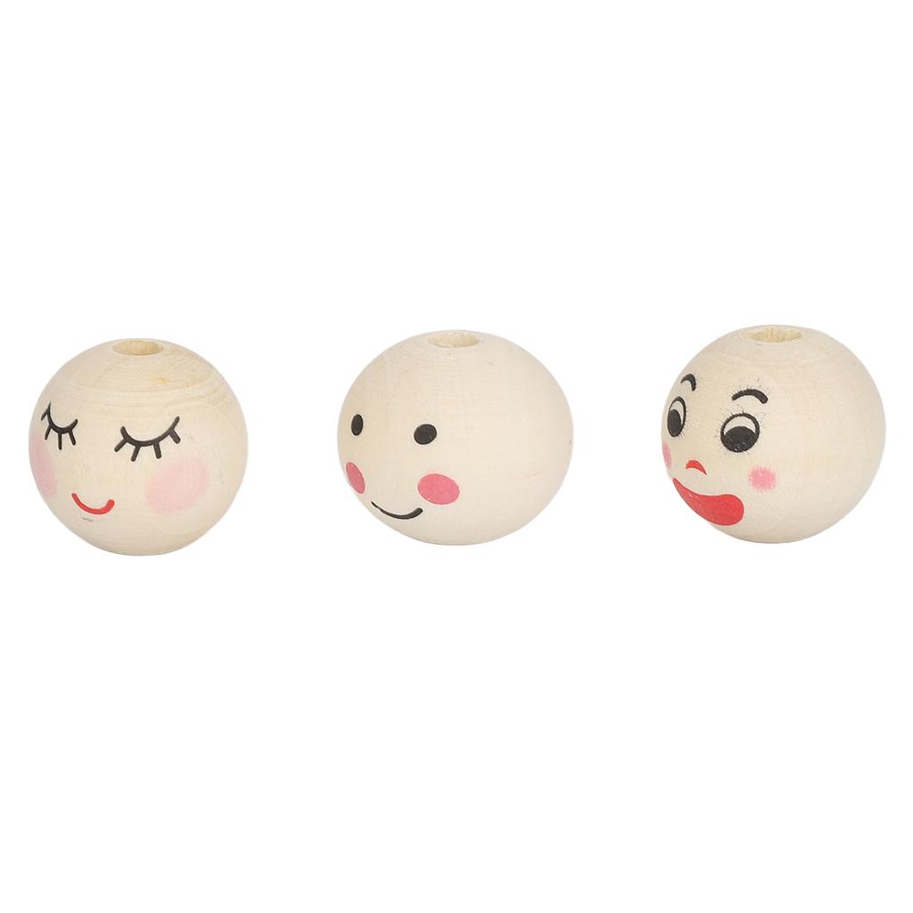 60 st tryckt rund träpärla 20 mm trähantverkspärla med stort hål för halsband