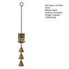 Pastoral Style Wind Bells Vintage Metal Owl Chime with 3 Bells, Hollow Hanging Ornament, Retro Bronze Ornaments Pendant for Garden Patio Balcony