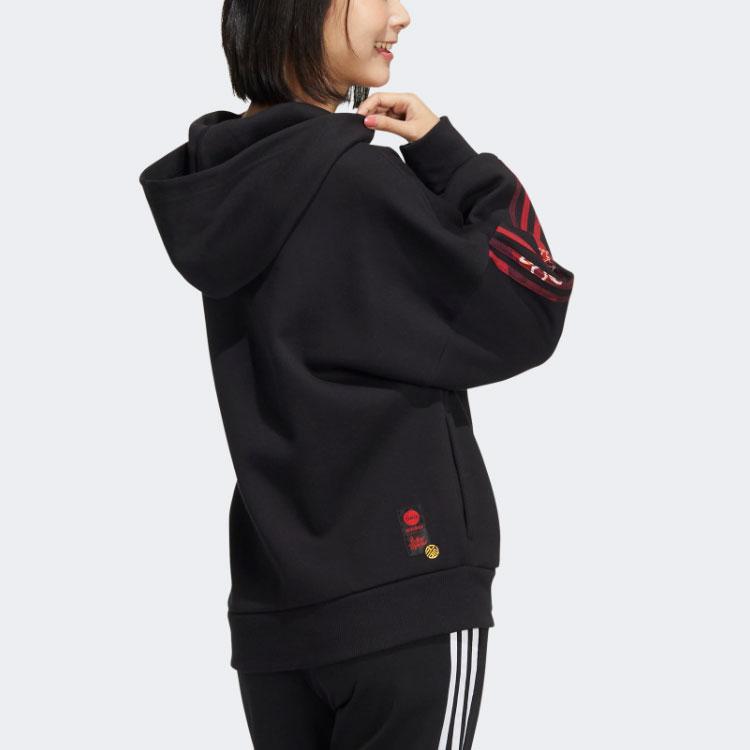 Adidas Neo CNY Three-Stripe Pattern Print Hoodie Women Hoodie Black HM7482
