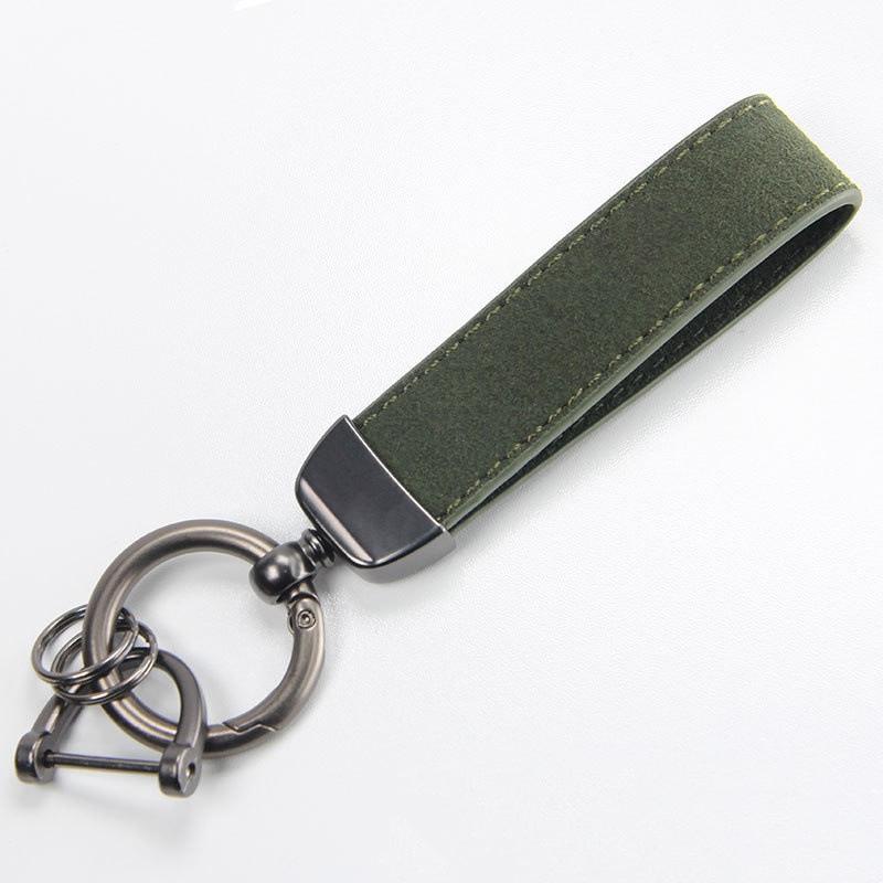 Suede Leather Keychain with Embossable Logo and Anti-Lost Feature
