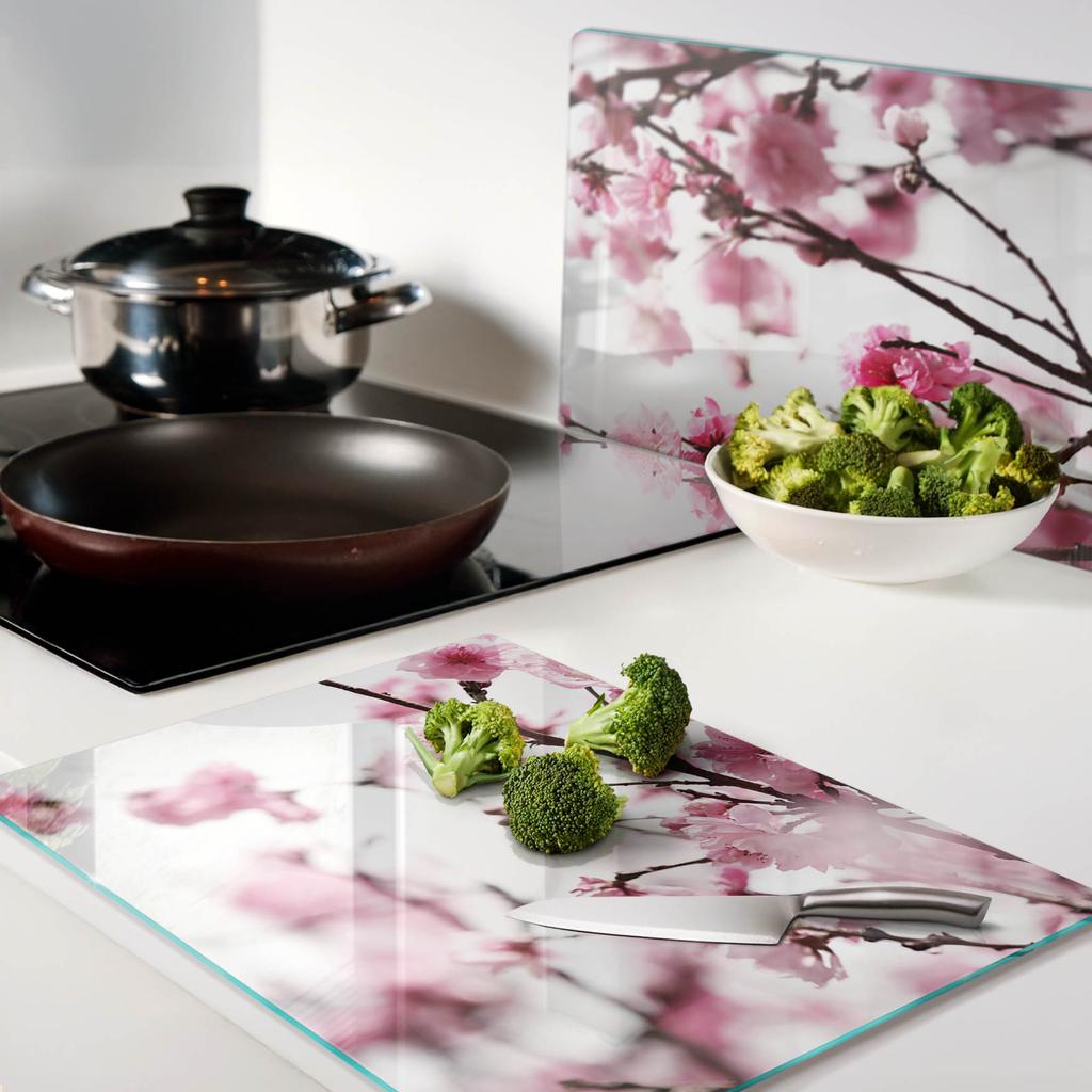 Decorative Glass Chopping and Serving Boards Plum Blossom 2x40x52 cm