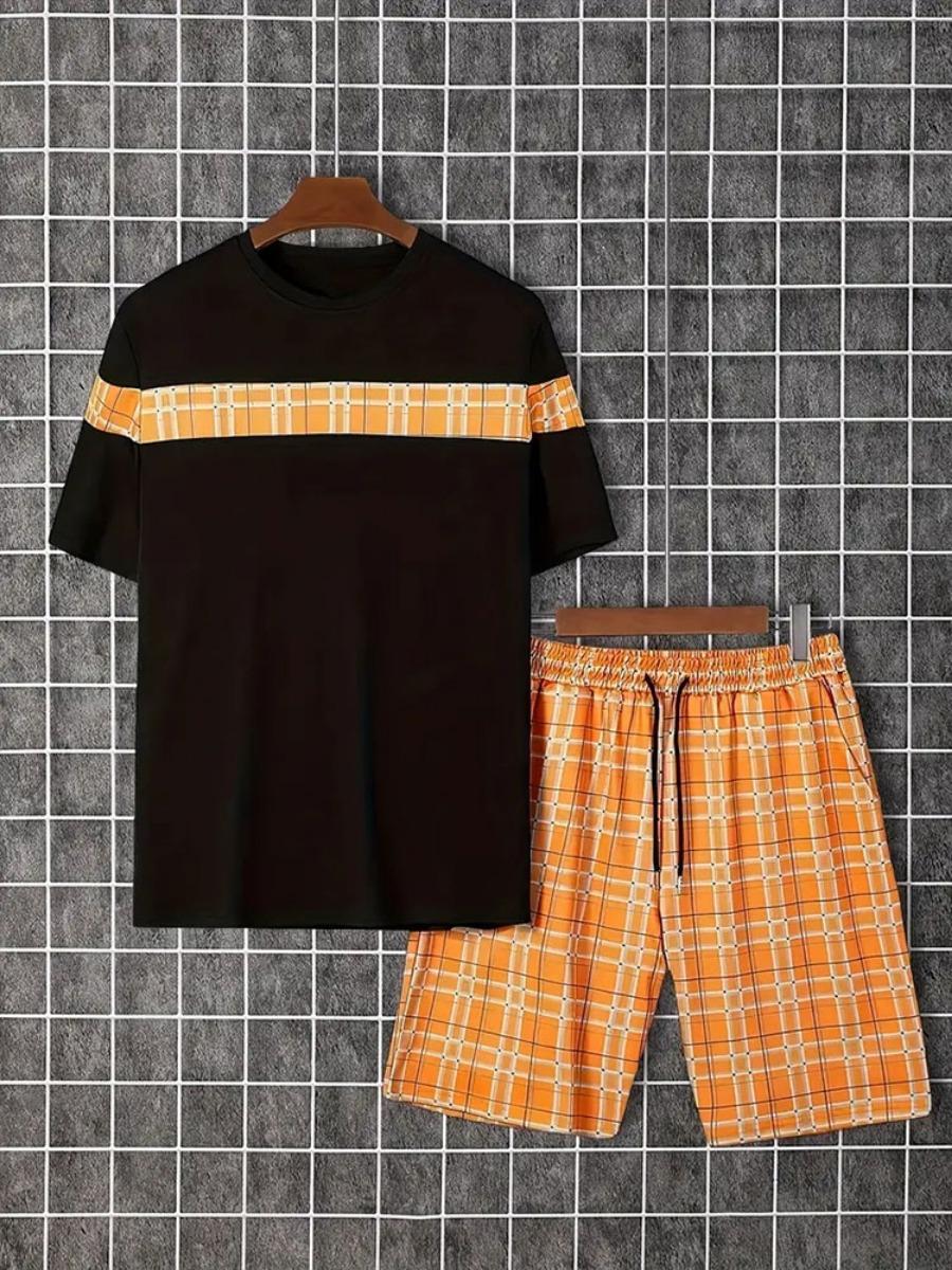 

Винтажные полосатые мужские шорты и футболка с 3D-принтом, повседневные летние мужские топы с короткими рукавами, стильные пляжные шорты для отдыха на открытом воздухе 6XL