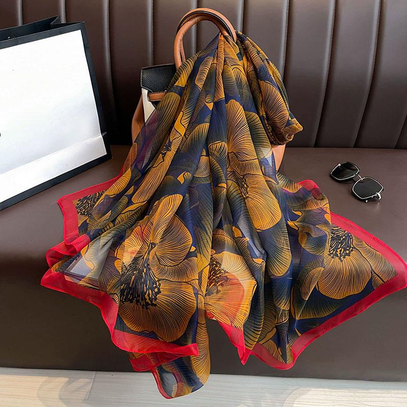 New Beach Stoles Sunscreen Wraps Shawls Silk Scarf Spring Foulard Female Hijab Scarves Wraps for Women Hijab Headband Bandana