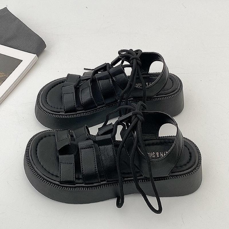 Sandali da Donna con Plateau e Laccio, Sandali Open Toe Estivi da Esterno, Strada, Spiaggia, Sandali Romani alla Moda, Pantofole da Donna All-match