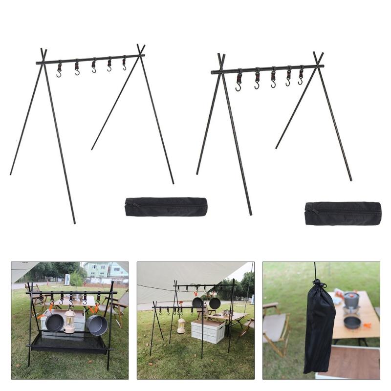 Travel Camping Triangular Shelf Aluminum Alloy Folding Hanging Rack Portable Outdoor Picnic Rack With Hook Enduring