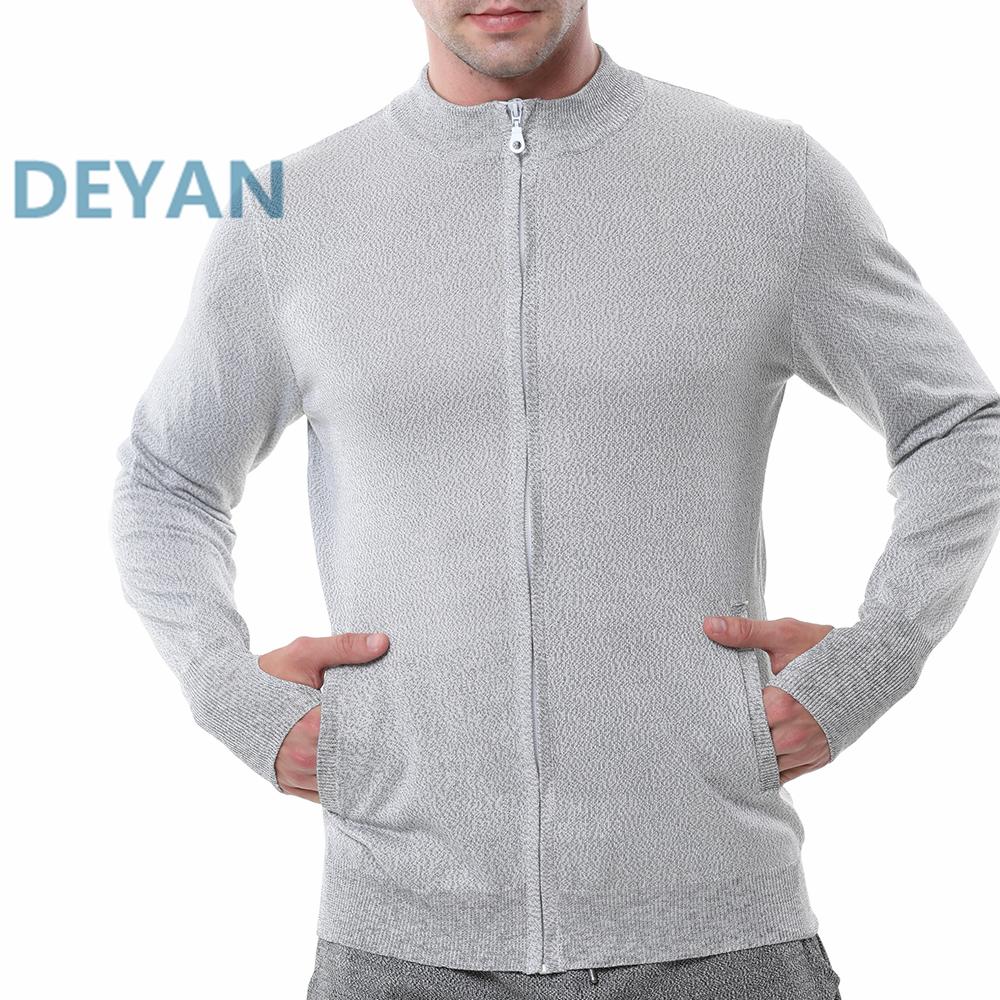 Light Gray Long Sleeve Zipper Cut Resistant Safety Clothing, Daily Wear Outdoor Work Jacket