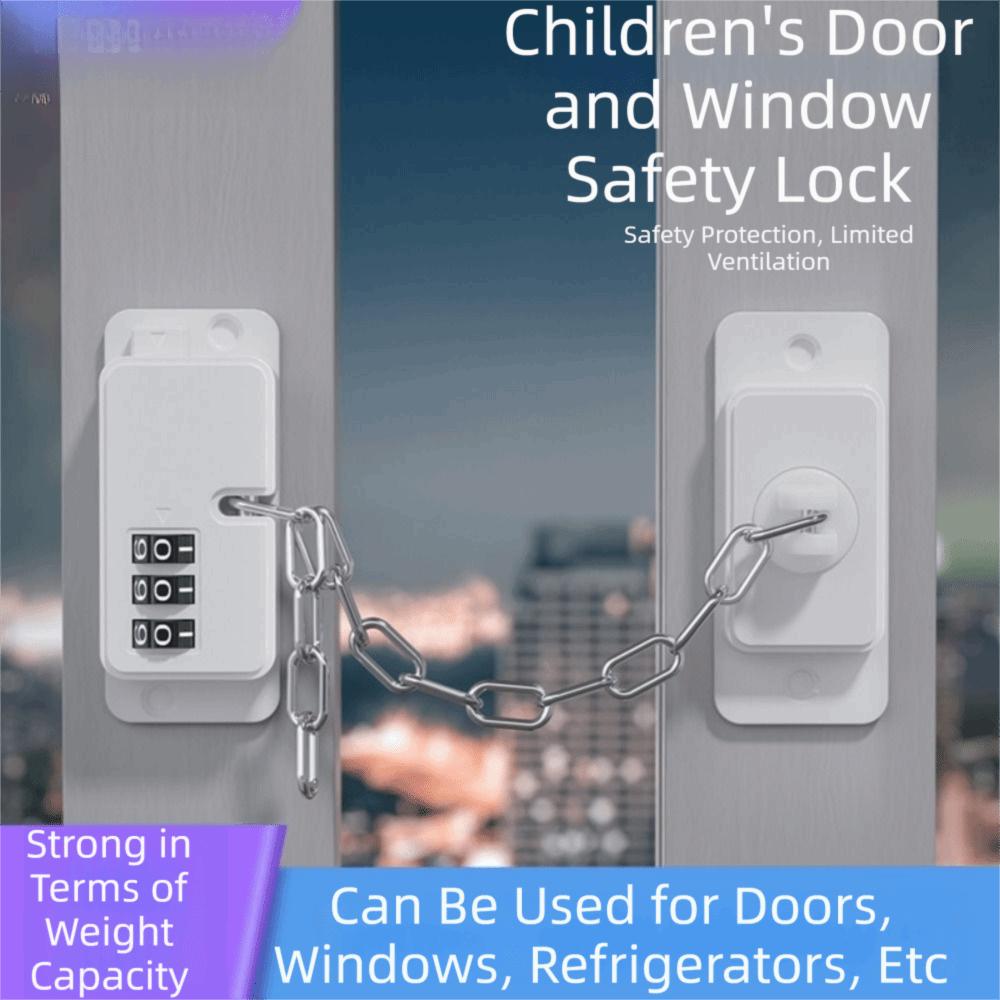 Combination Lock Chain Window Restrictor Lock No Drilling Password Child Safety Lock Drawer