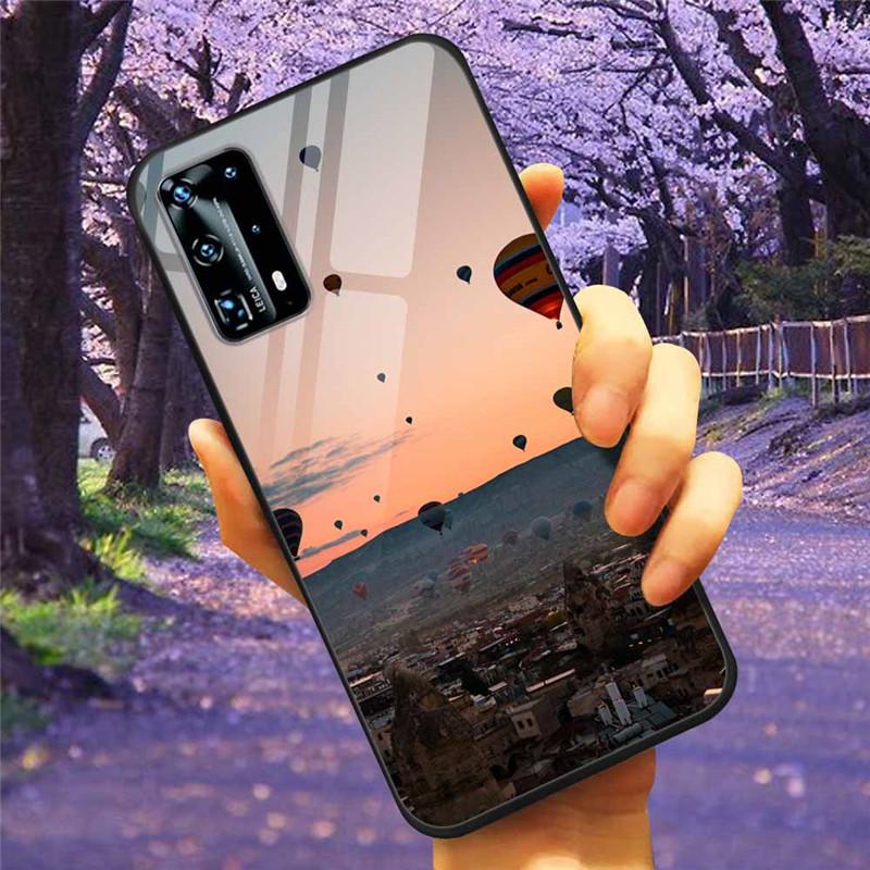 For Huawei P40 Lite / P40Pro Case P 40 Tempered Glass Starry Marble Hard Back Cover for Huawei P40 Pro / P40Lite E Cases Coque