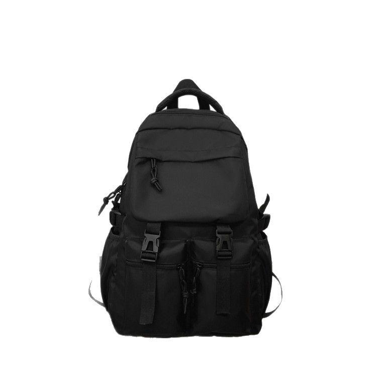 Schoolbag trendy pure black schoolbag multi-bag large-capacity casual backpack fashionable new junior high school male and female students backpack