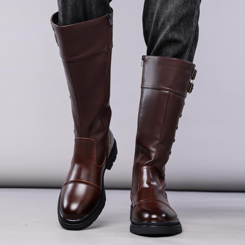 Men’s Motorcycle Boots Western Boots Black Jockey Boots Casual Brown Street Style Cool High Boots Plus Size