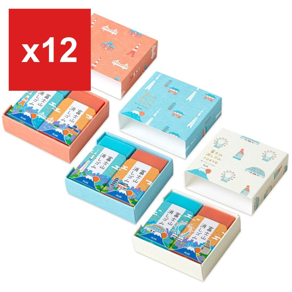 Plus Air-In Mt. Fuji-Shaped Eraser TOKYO (2023-24 Version), Small Box, Set of 3 Colors, 6 Pcs, ER-100AIF-2P 36-599x3