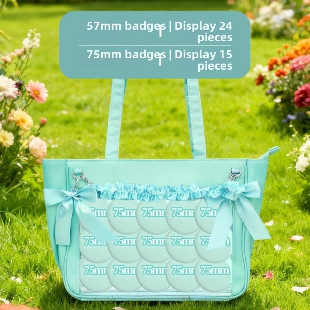 Cute Large Capacity Bow Ita Shoulder Bag Clear Japanese Style Transparent Pocket Itabag Sweet Badge Display Shoulder Bag Ladies