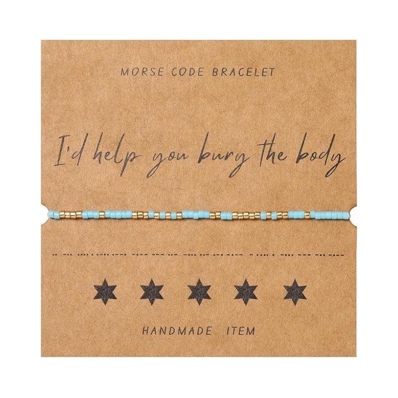 JYL TS Bracelet  Bohemian Morse Code Weave With Card Invokes Mystery & Connection