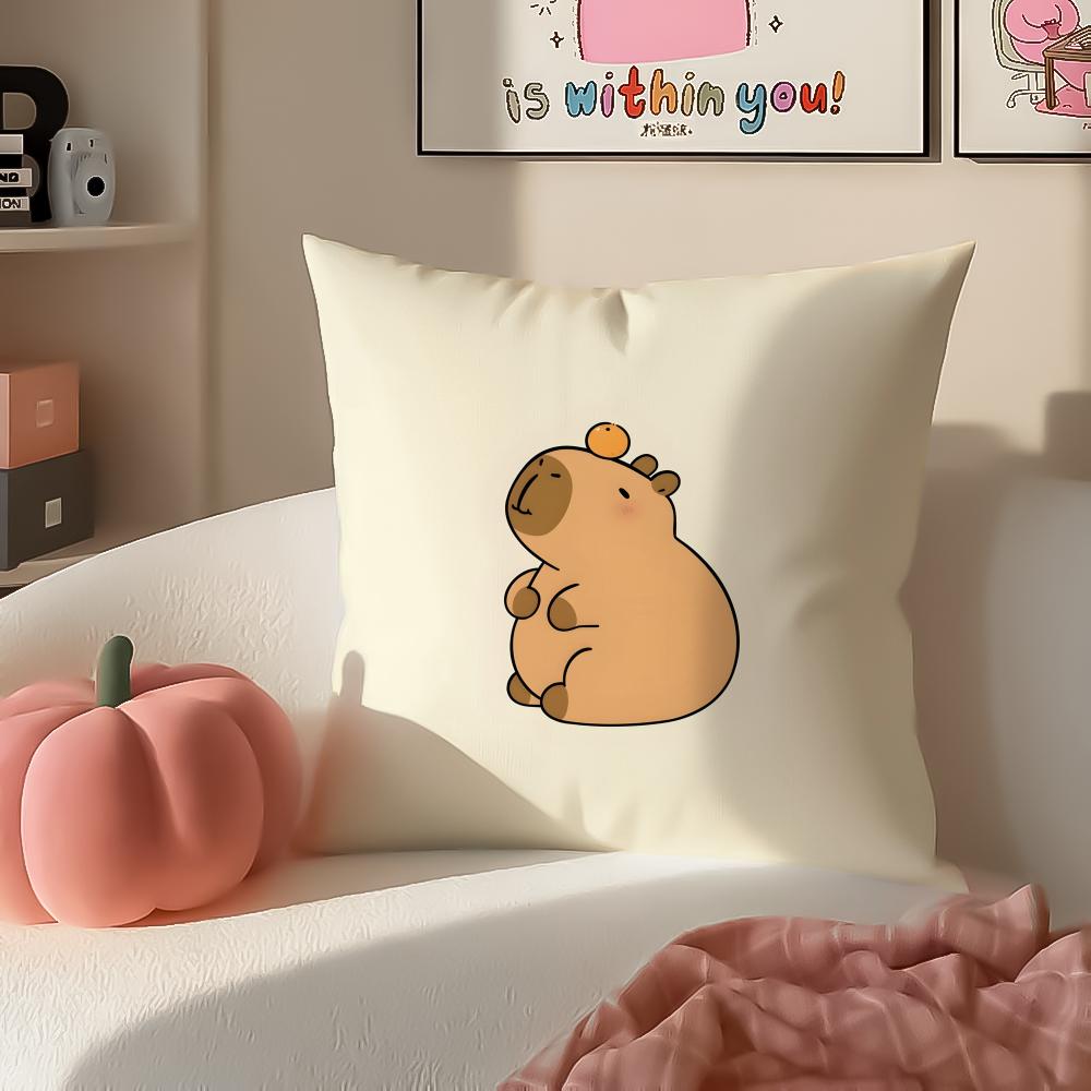 cute funny Kapibala Cushion Cover Pillowcase Short Plush Invisible zipper Room Sofa Cushion Cover