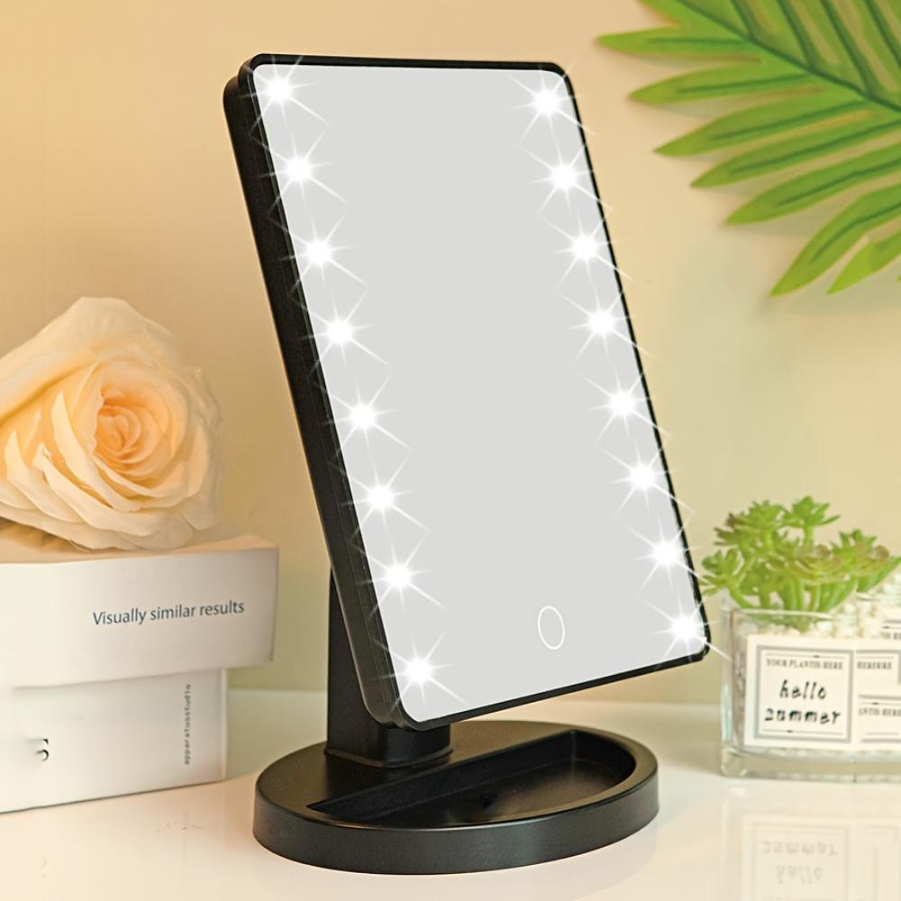 Lighted Makeup Mirror, Square Battery -use Beauty Mirror ,Touch Screen VanityMirror,Brightnes