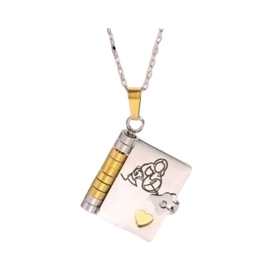 Bok Charm Halskjede til Mitt Barnebarn Bok Halskjede Åpningsbar Bok Charm med 6 Sider Halskjede Gave fra Bestemor til Barnebarn