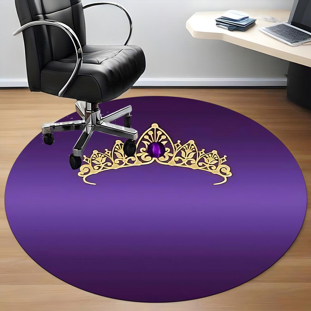 1pc Crown Tiara Chair Carpet for Office Non Slip, Machine Washable Rug for Office, Room Holiday Decor for Christmas, Birthday Polyester