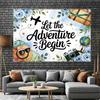 2D Blaue Aquarell-Blumen-Reise-Hintergrund für Babyparty & Partydekoration