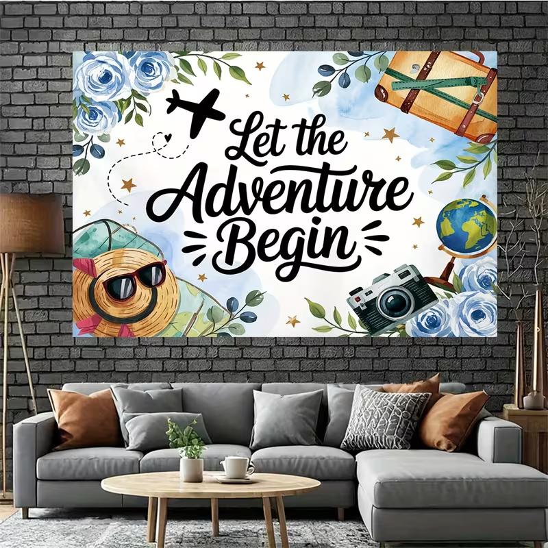 2D Blaue Aquarell-Blumen-Reise-Hintergrund für Babyparty & Partydekoration