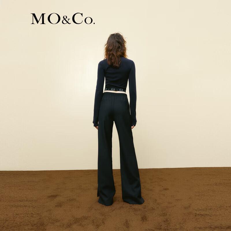 MO&Co. Drawstring Contrast Trim Straight Leg Pants