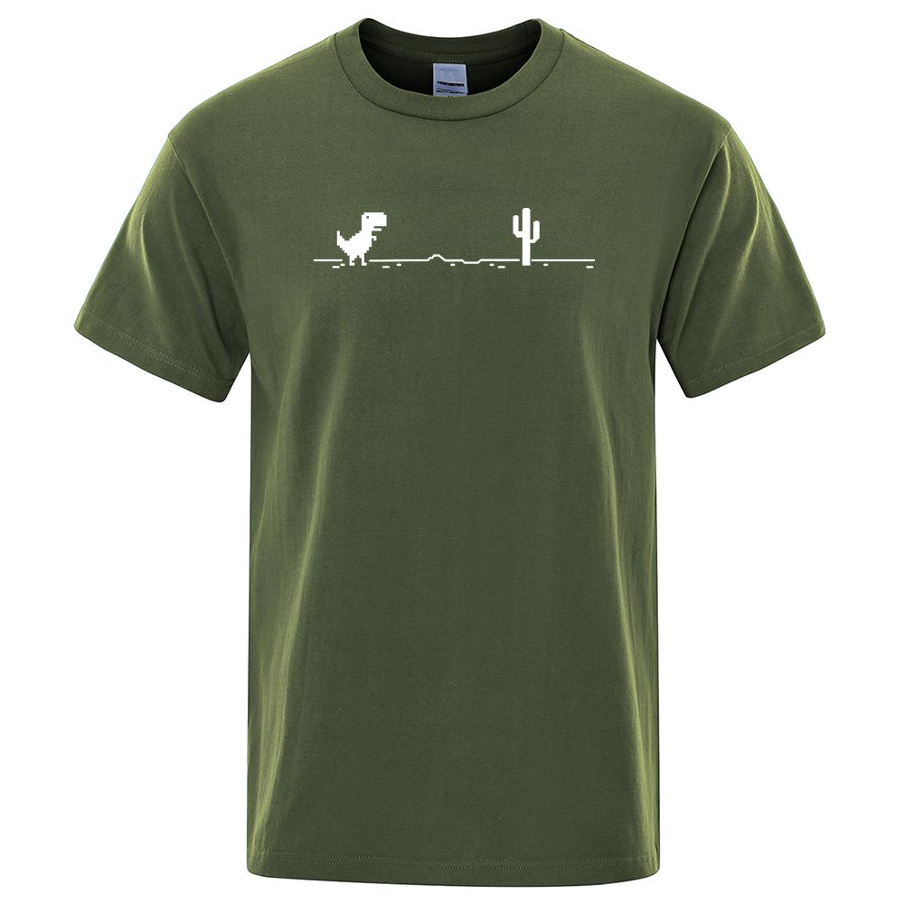 Herr T-shirts Tryckta Dinosaur Cactus Funny Tops Sommar bomull T-shirt för män Casual O-hals T-shirts Streetwear Basic Top