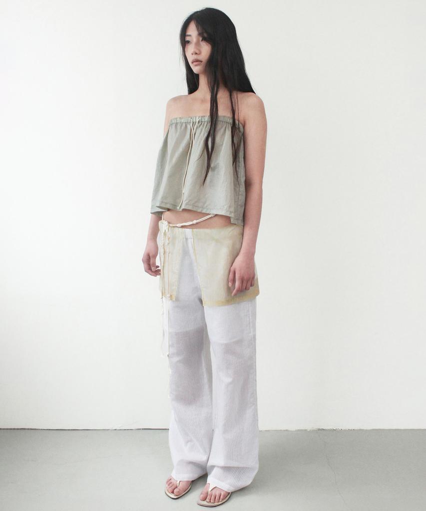 Kasel Overlay Stripe Pants, White