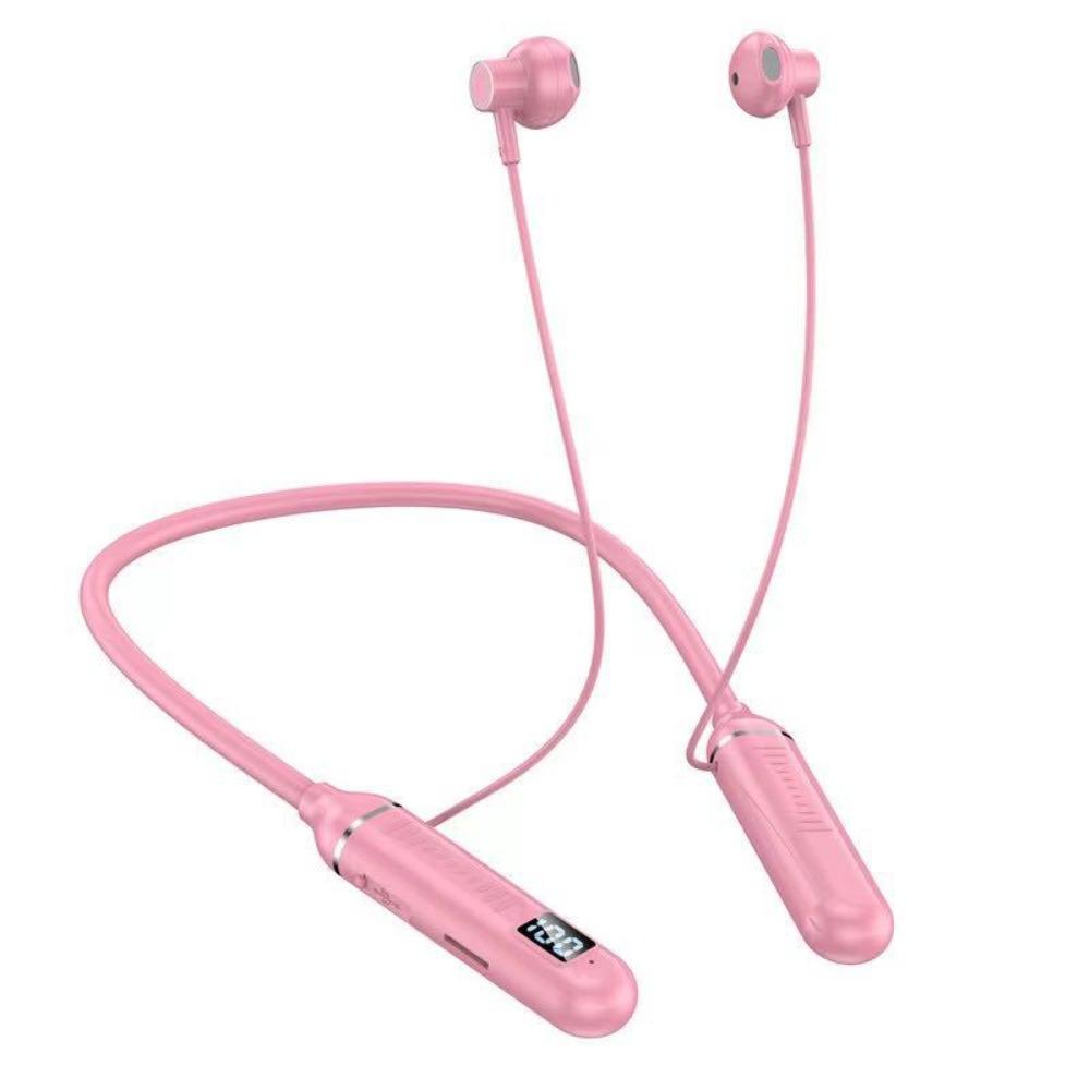 

Plastic Sports Neckband Headphones LED Battery Display TWS Headset Sports Activities рожевий