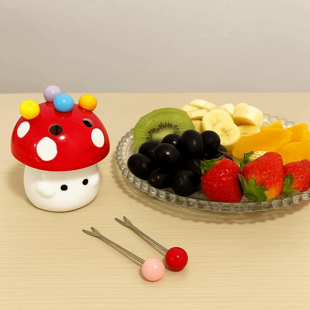 Anti-scald Mushroom Fruit Fork Creative Mushroom Fruit Fork Set  Party Supplies