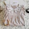 Floral Print Khaki Newborn Romper with Doll Collar - Summer Outdoor Jumpsuit