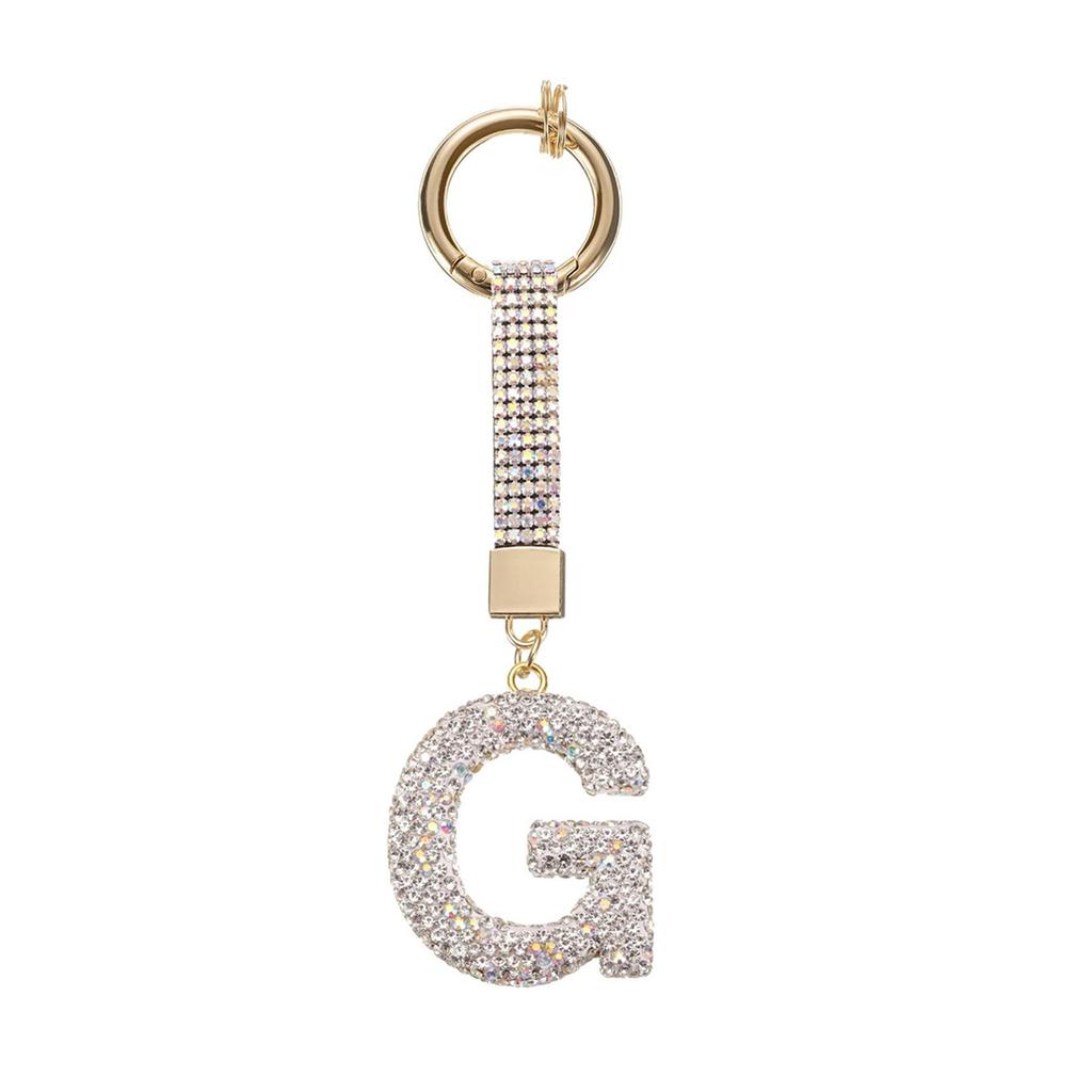 Personalized Alphabet Keychain with Sparkling Rhinestones Durable Alloy Jewelry Accessory for Fashionable Daily Use