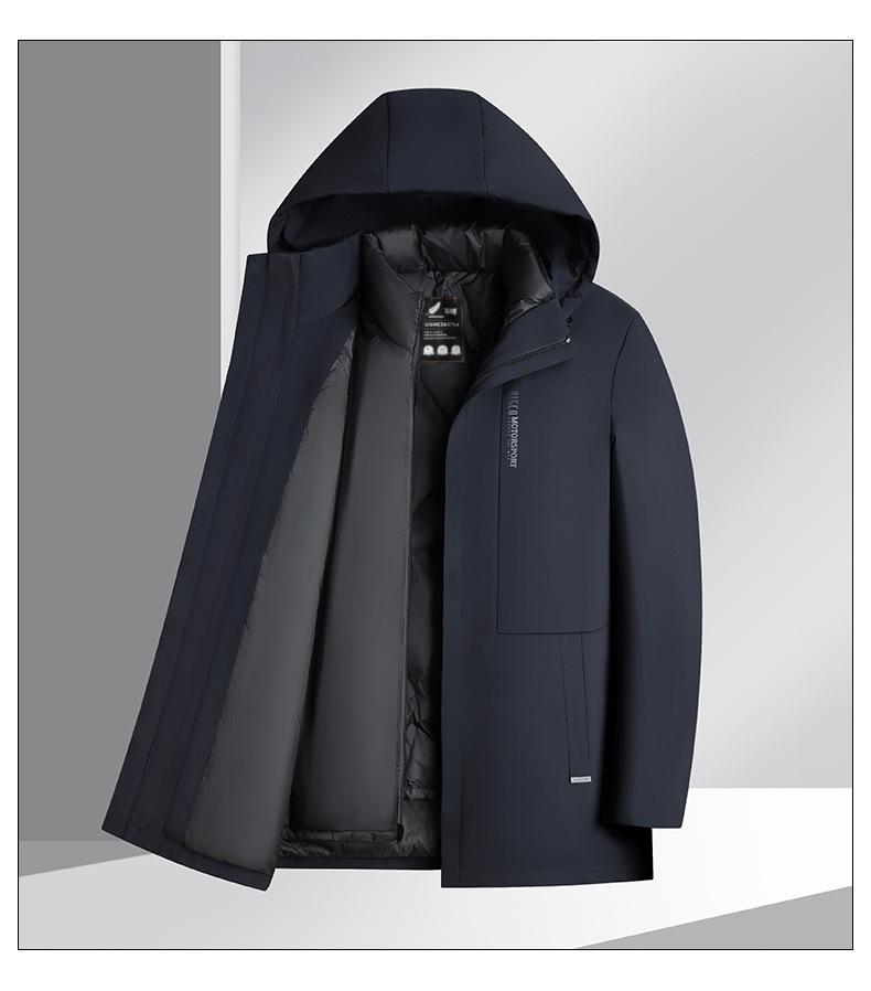 Men's Winter Goose Down Jacket with Detachable Liner - 3-in-1 Casual Business Outerwear for Warmth