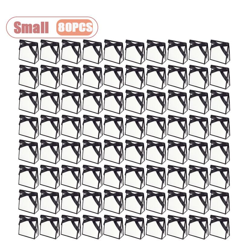 10-80PCS Black White Bow Gift Bag Wedding Birthday Bridal Shower Party Tote Elegant Reusable Gift Packaging Bag