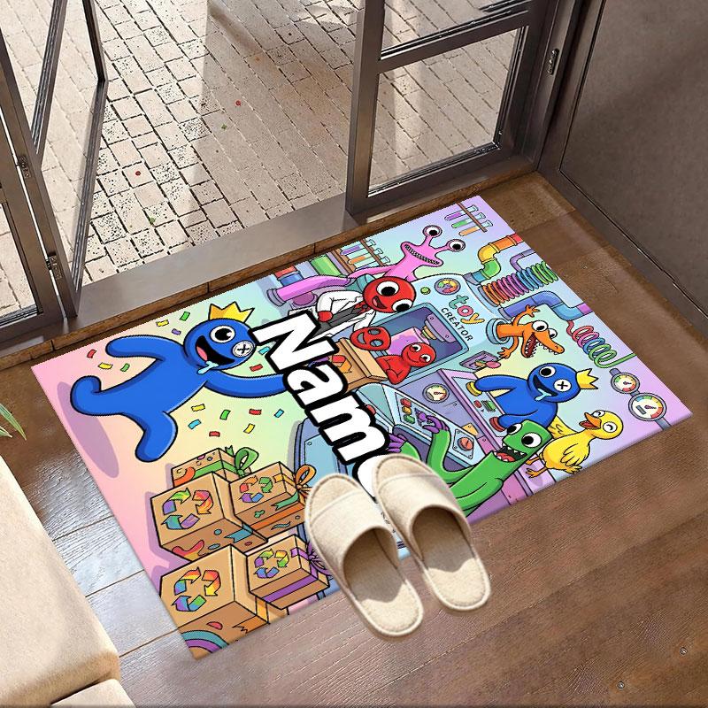 Custom Name Personalized Game Rainbow Friends Print Carpet, Versatile Home Decor Rug, for Playroom, Apartment, Balcony, Entryway, Hallway Gift