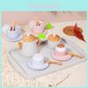 Wooden Pretend Tea Set With Tray And Toys For Imaginative Play Kids And Toddlers