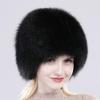 New Russia Winter Real Fur Hat Outdoor Warm Knitted Women Real Fox Fur Bomber Hats Lady Luxury Quality Genuine Fox Fur Caps