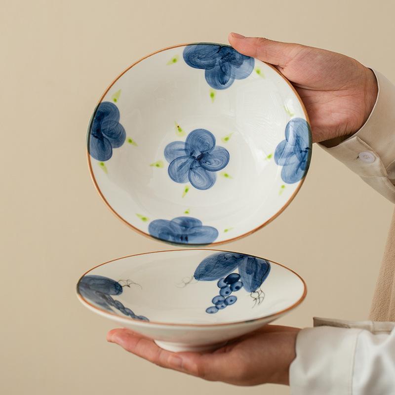 Retro Hotel Tableware High-Looking Japanese Hand-Painted Breakfast Plate Shallow Bowl for Cold Dishes Dishes Plates Dining Plate