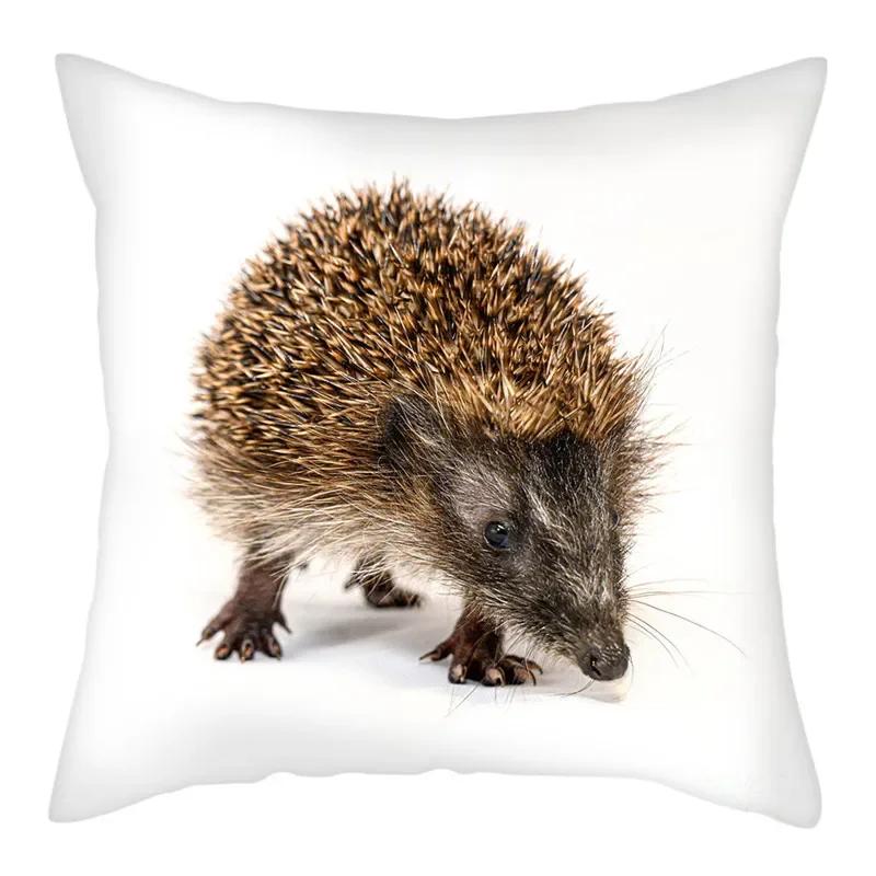 Kleintier Foto Kissenbezug Niedlicher Igel Kissenbezug Bedruckte Dekokissenhülle für Zuhause Sofa Dekorative Kissen
