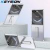 KEYSION Transparent Case for Samsung Galaxy Z Flip 7 Hard PC Metal Kickstand Shockproof Phone Cover with Glass Screen Protector