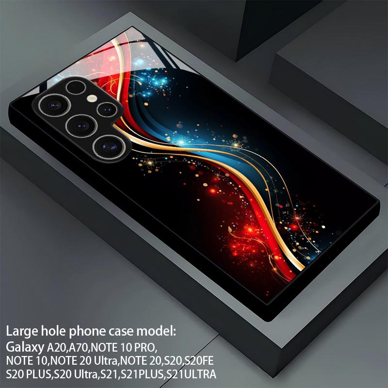 Gold Red Flame Pattern 2D Phone Case for Samsung S26 S25 S24 S23 S22 S21 S20 A56 A36 A16 Tempered Glass Protective Cover