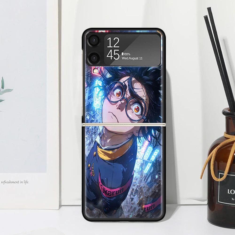 Anime D-Dandadans Okarun Phone Case Cover for Samsung Galaxy Z Flip 7 6 5 4 3 5G Flip3 Flip4 Flip5 ZFlip6 ZFlip7 Black Fundas Cl